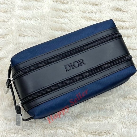 Dior Pouch Toiletry Case Cosmetic Bag Travel Holdall Dopp Kit Shaving Makeup Bag